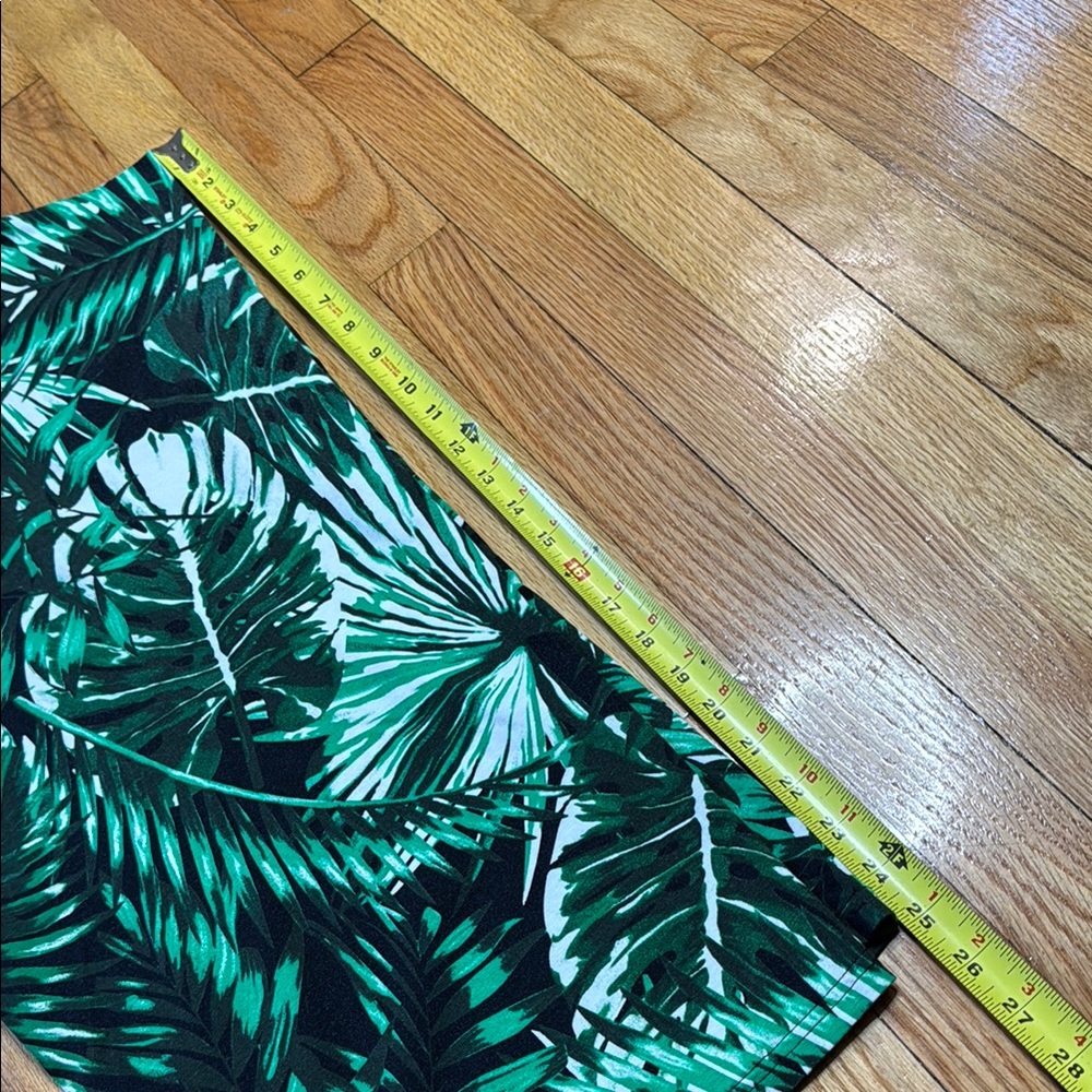 Women's Capri Pants Boho Leafy Green Print Wide Leg Capris 1XP - Picture 6 of 8